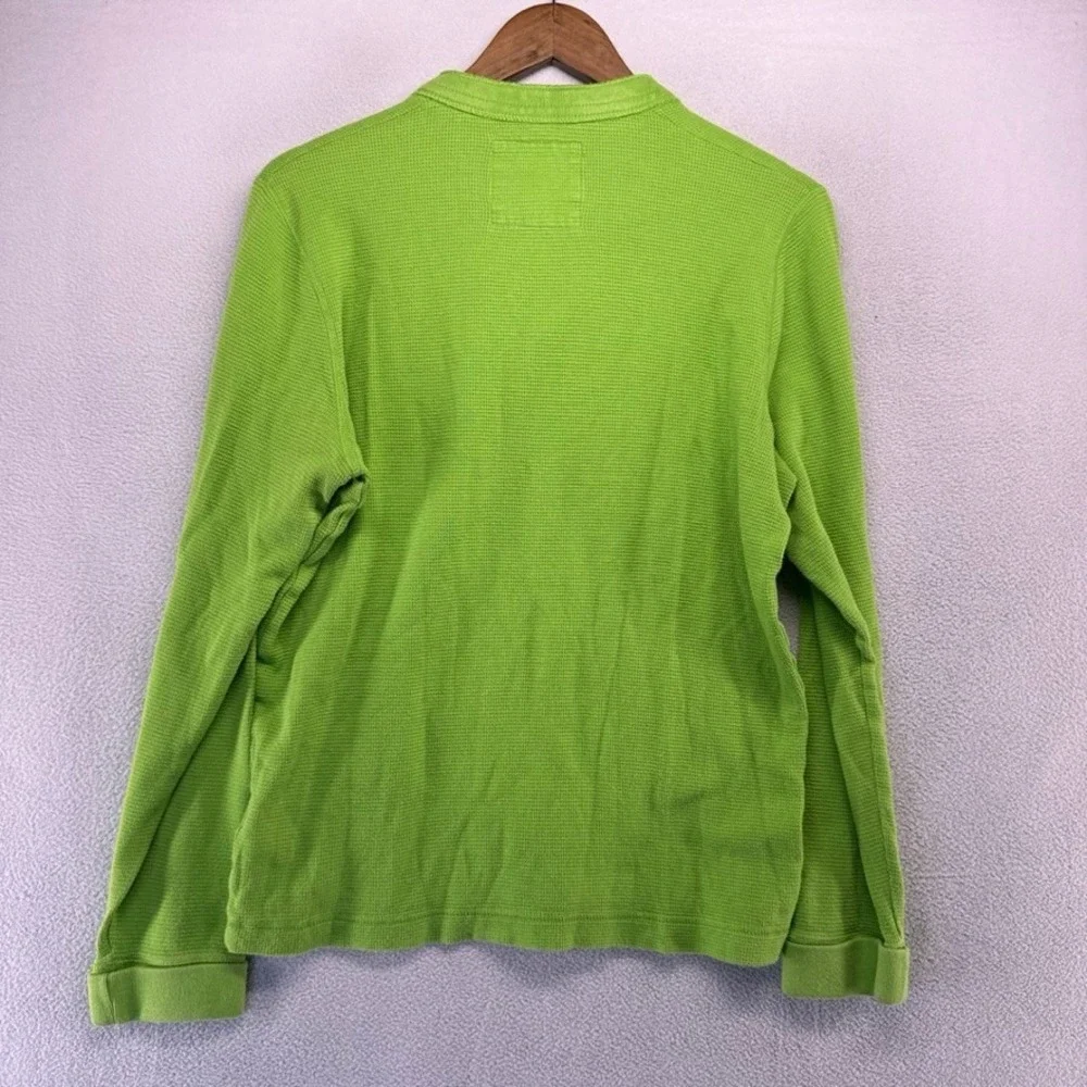 Vintage Hollister Shirt Mens XL Green Thermal Waffle Knit Henley Muscle y2k Logo